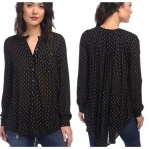 Free People Coal Combo Boho High Low Oversized Blouse size XS